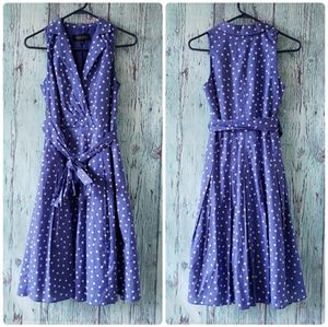 Vintage-Inspired Sleeveless Polka Dot Dress